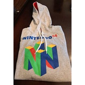 2018 Nintindo 64 Gray Red size Medium PullOver Hoodie